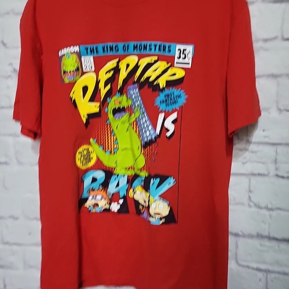 Nickelodeon Rugrats Men's Size L Red "Reptar is Back" Front Print 90s Cartoon - Picture 3 of 6